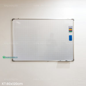 Cận cảnh mặt bảng từ trắng HG10 kẻ ô mờ 5x5cm – chống lóa, viết xóa sạch, không bám mực