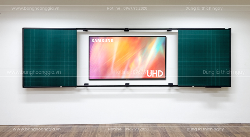 Bảng trượt 4 cánh 2 lớp Bảng Hoàng Gia – 2 cánh cố định 2 cánh trượt, phù hợp lớp học hiện đại