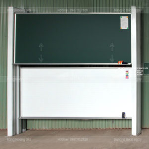 Mặt bảng từ xanh chống lóa Hàn Quốc của bảng trượt dọc 2 lớp, tùy chọn kẻ ô mờ 5x5 hoặc không kẻ,mặt trắng