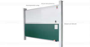 Hệ bi nhựa và cáp treo 2 bên chống tụt cáp giúp bảng trượt dọc 2 lớp vận hành êm và an toàn